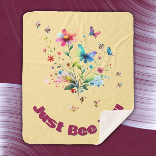 Manta Sherpa Monograma simple de acuarela floral sobre melocotó (Subido por el creador)