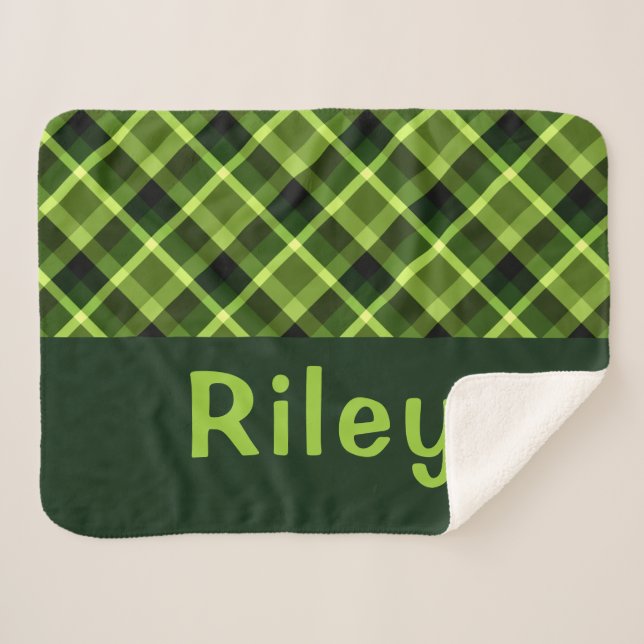 Manta Sherpa Monograma verde verde de Pea (Anverso (horizontal))