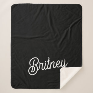 Manta Sherpa Monograma y nombre personalizados de blanco negro 