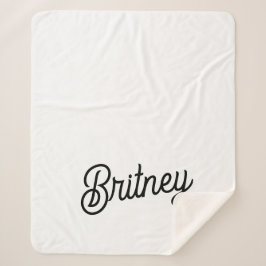 Manta Sherpa Monograma y nombre personalizados de blanco negro 
