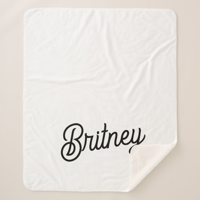 Manta Sherpa Monograma y nombre personalizados de blanco negro  (Anverso)