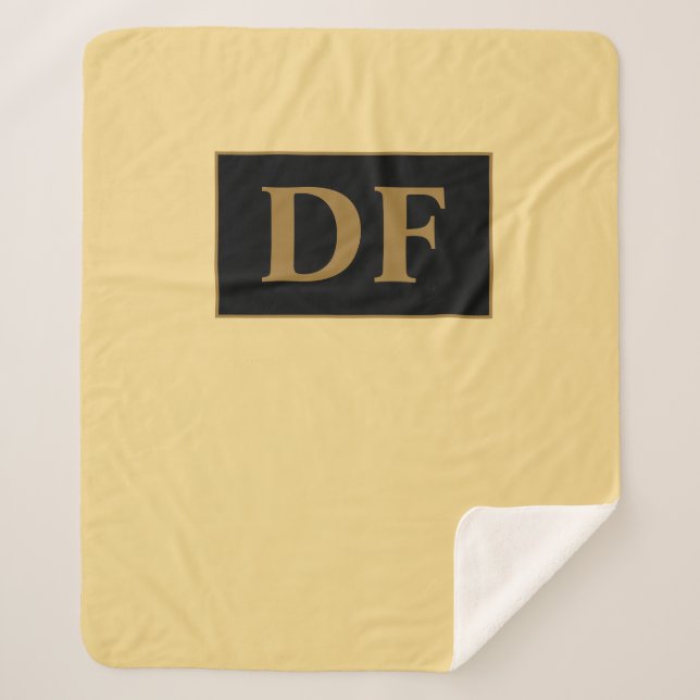 Manta Sherpa Monogramado de champán (Anverso)