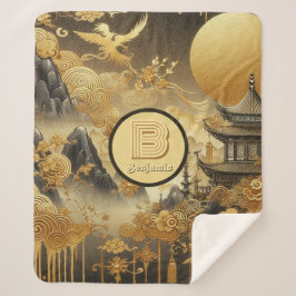 Manta Sherpa Monogramado de goteo dorado en pintura china