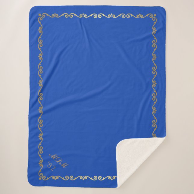 Manta Sherpa Monogramas del Personalizado azul Sherpa Blanket-P (Anverso)