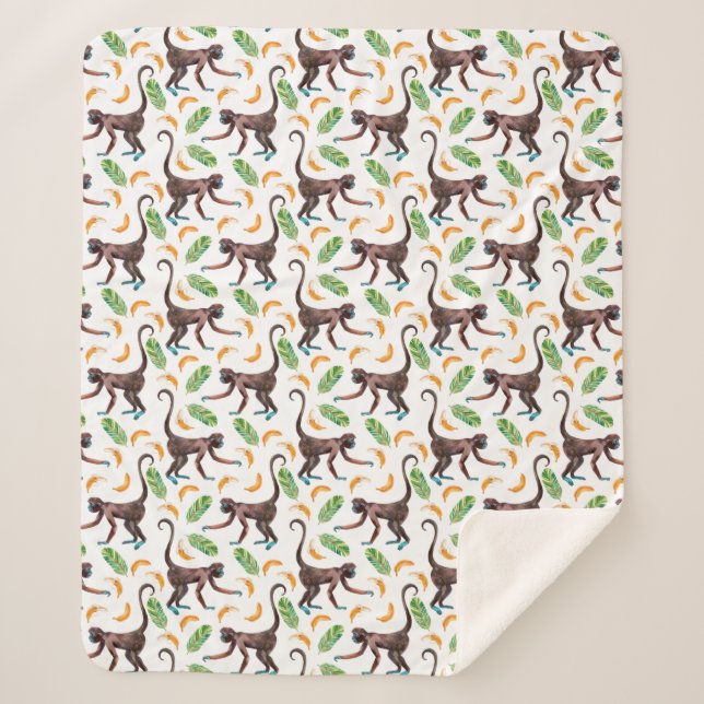 Manta Sherpa Monos dulces malabarillando plátanos (Anverso)