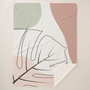 Manta Sherpa Monstera minimalista