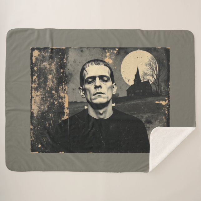 Manta Sherpa Monstruo de Frankenstein Halloween (Anverso (horizontal))