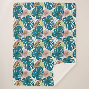 Manta Sherpa Monstruo turquesa oscuro, melocotón delicado y ama