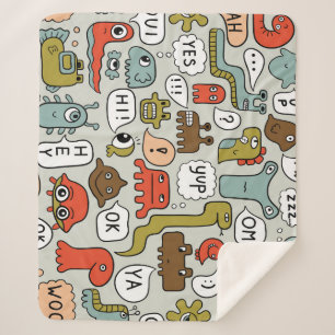 Manta Sherpa Monstruos de Personalizados amables: fondo sin inc