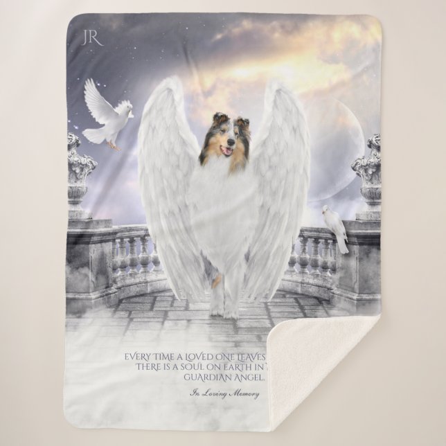 Manta Sherpa Monumento conmemorativo de Blue Merle Collie Angel (Anverso)