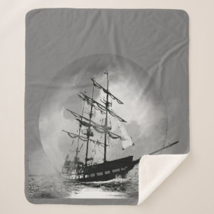 Manta Sherpa Moon Night Sky Sailing Ship Haunted Graphic art