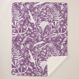 Manta Sherpa Morado botánico moderno