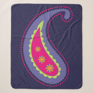 Manta Sherpa Morado y rosa paisley