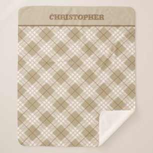 Manta Sherpa Morena marrón personalizada Tan Beige Buffalo niño