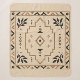 Manta Sherpa Moroccan Geometric Boho Beige Sherpa Blanket