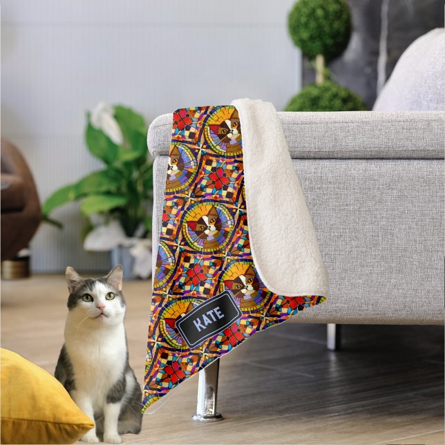 Manta Sherpa Mosaico de Gato de Carnaval - propio nombre en fel (Subido por el creador)