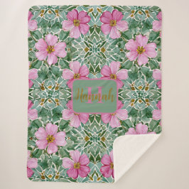 Manta Sherpa Mosaico de jardín rosado Sherpa Blanket