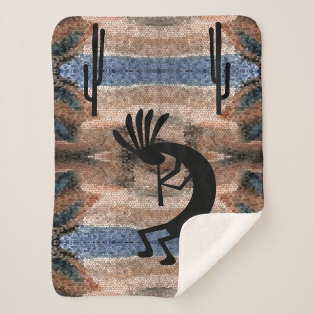 Manta Sherpa Mosaico del desierto del suroeste de Kokopelli peq (Anverso)