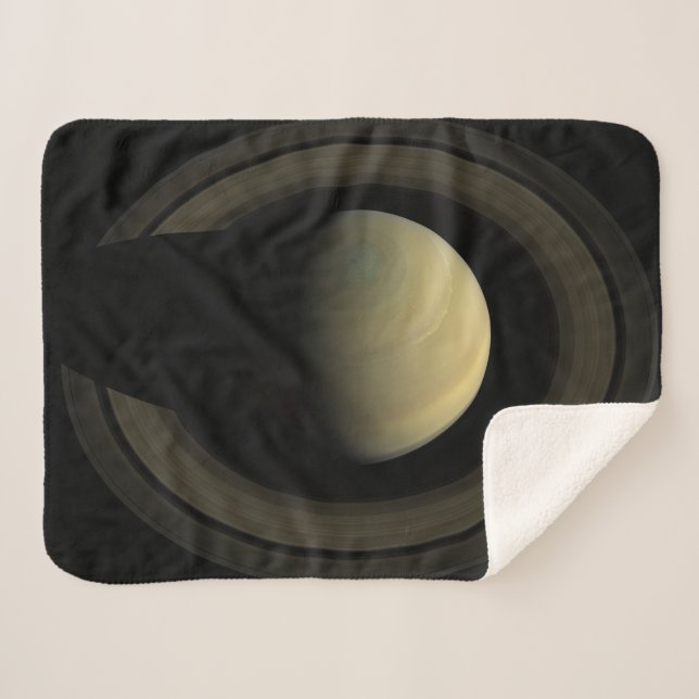 Manta Sherpa Mosaico Del Planeta Saturno Y Sus Anillos Principa (Anverso (horizontal))