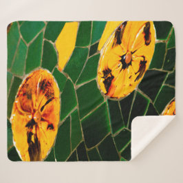 Manta Sherpa Mosaico español amarillo y verde