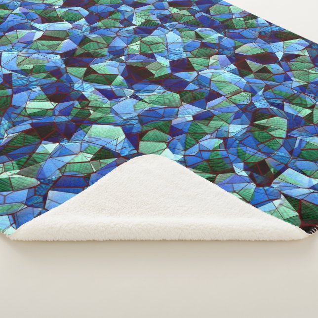 Manta Sherpa Mosaico irregular y desorganizado sobre el azul (3/4)