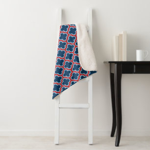 Manta Sherpa Mosaicos marroquíes azules y rojos, Entramado, Cua