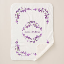 Manta Sherpa Motif de orquídeas púrpura personalizadas