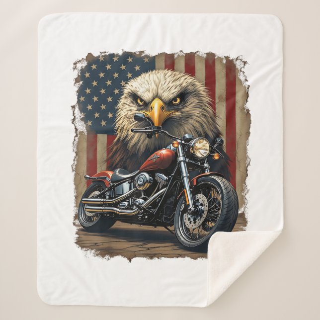 Manta Sherpa Motorcycle USA Flag Retro Biker Chopper (Anverso)