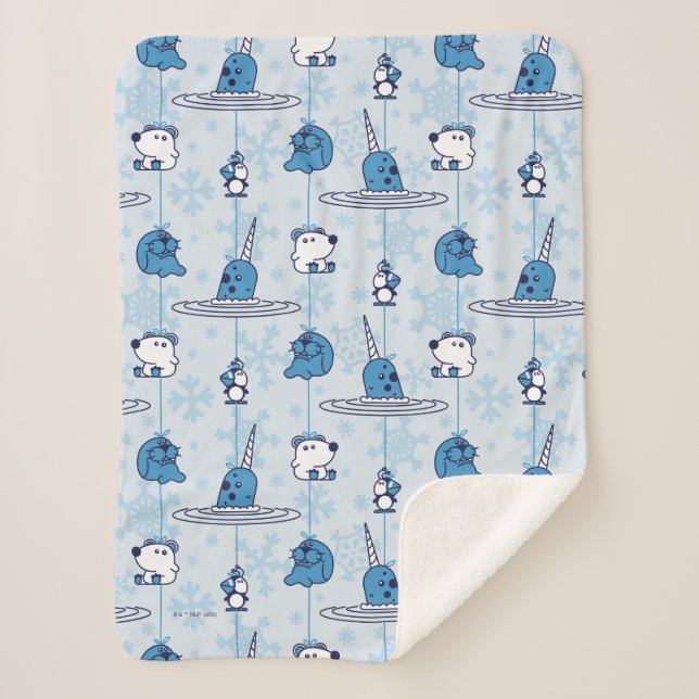 Manta Sherpa Mr. Narwhal Blue Snowflake Pattern (Anverso)