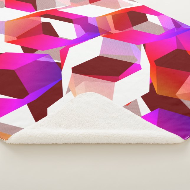 Manta Sherpa Muchos hexágonos coloreados, sobre fondo rojo oscu (3/4)