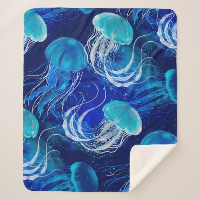 Manta Sherpa Muchos peces azules nadando bajo el agua. Marismas (Anverso)