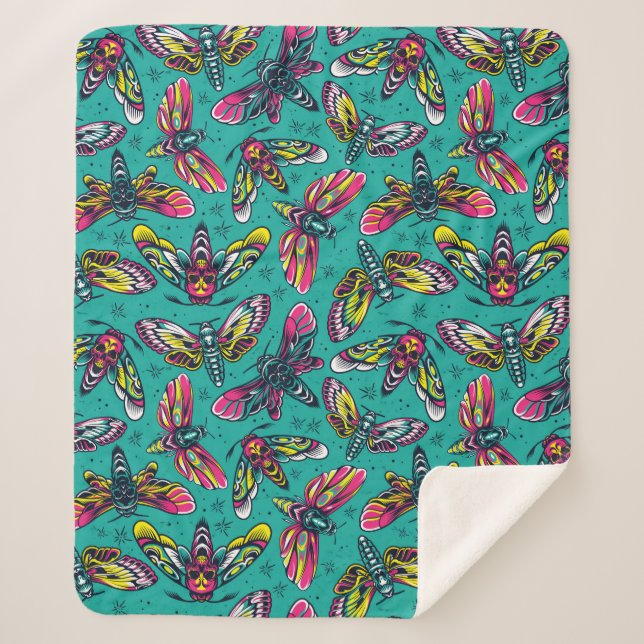 Manta Sherpa Muerte Moth Sherpa Blanket (Anverso)