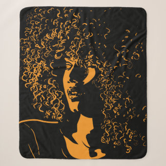 Manta Sherpa Mujer africana de bonito con retrato de pelo afro