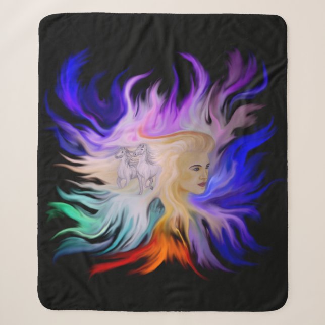 Manta Sherpa Mujer con caballo (Anverso)