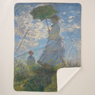 Manta Sherpa Mujer con un Parasol Arte Fino Claude Monet
