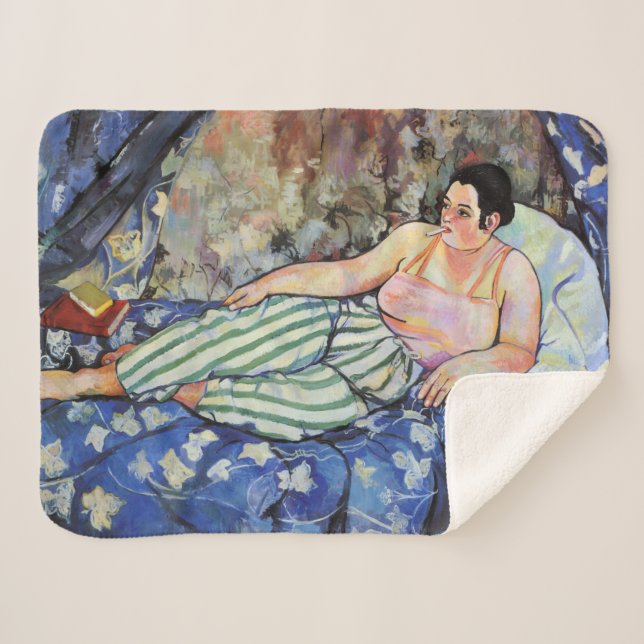 Manta Sherpa Mujer en la habitación azul (por Suzanne Valadon) (Anverso (horizontal))