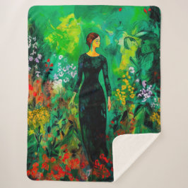 Manta Sherpa Mujer en la hermosa pradera verde