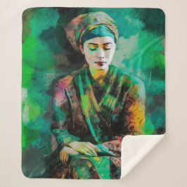 Manta Sherpa Mujer en verde