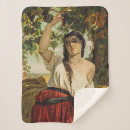 Manta Sherpa Mujer italiana recogiendo uvas (cosecha de verano)