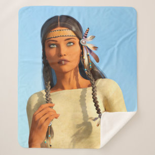 Manta Sherpa Mujer Nativa Americana Indígena Hermosa Vestimenta