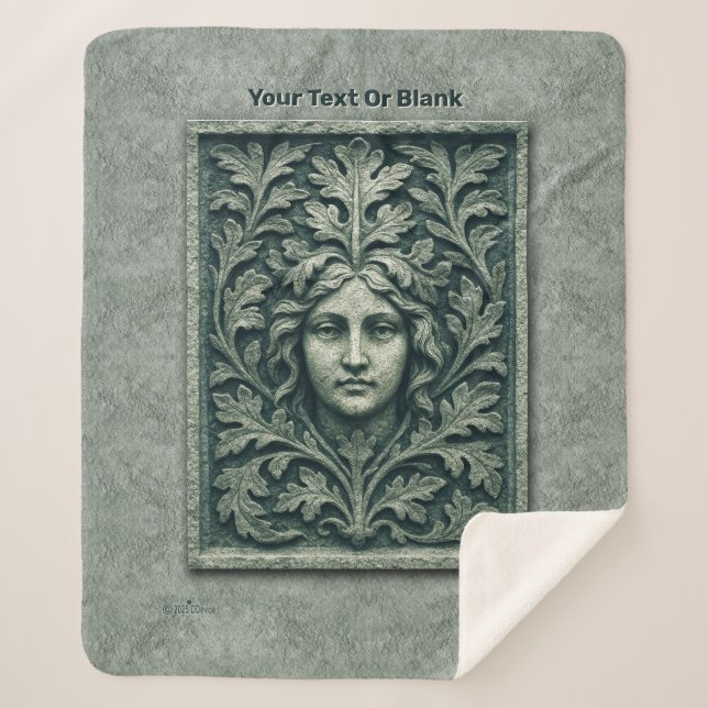 Manta Sherpa Mujer verde - Piedra (Anverso)