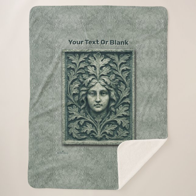 Manta Sherpa Mujer verde - Piedra (Anverso)