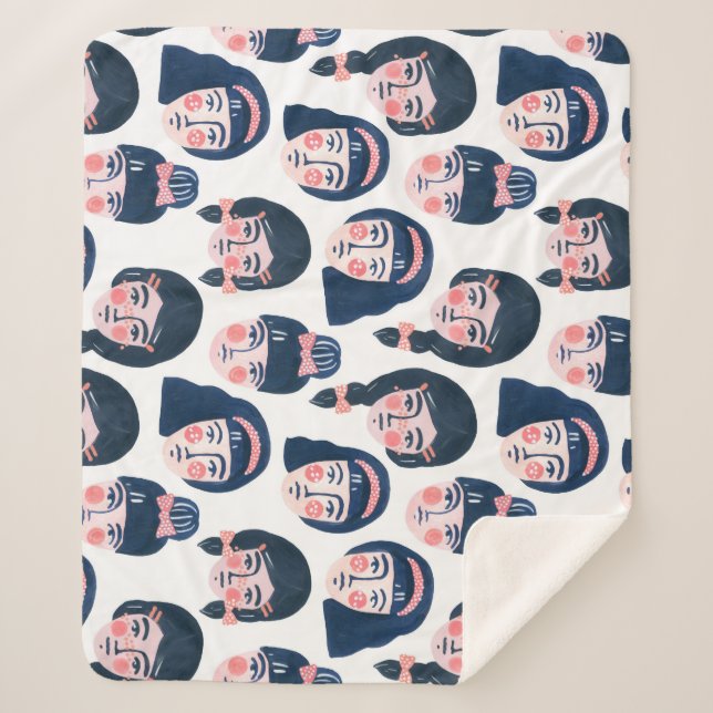 Manta Sherpa Mujeres caprichosas: arte de la cara Personalizado (Anverso)