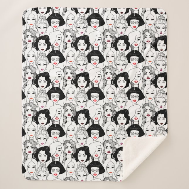 Manta Sherpa Mujeres con el modelo del lápiz labial (Anverso)