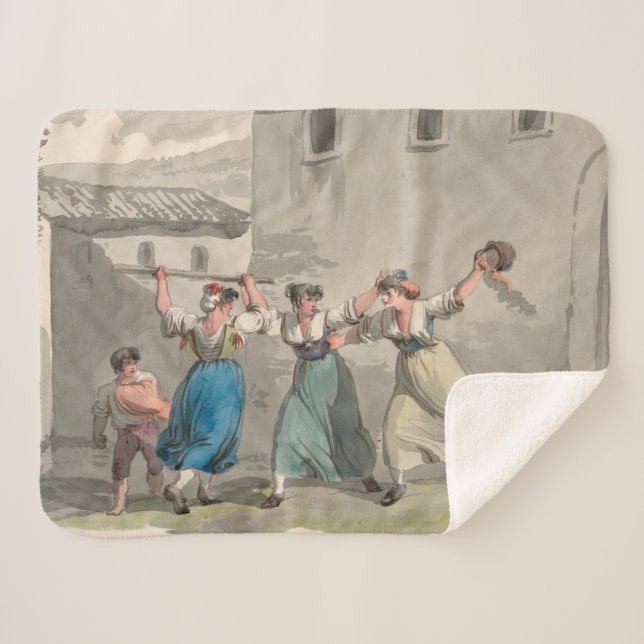 Manta Sherpa Mujeres luchando en Roma, Italia (Escena histórica (Anverso (horizontal))