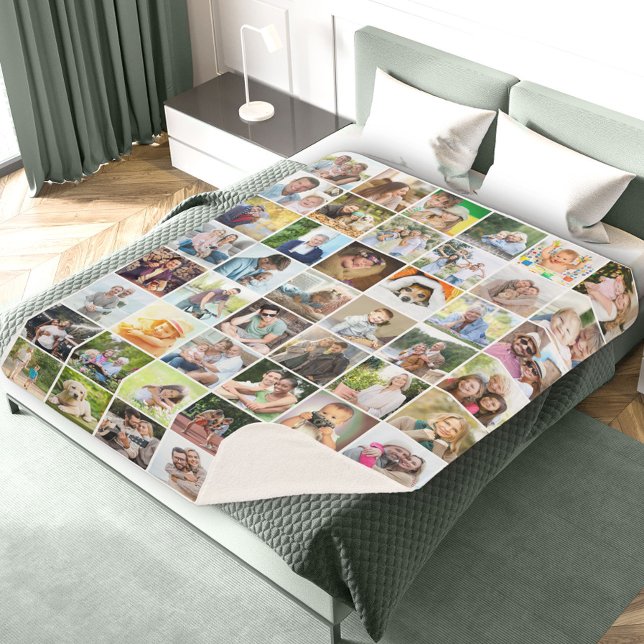 Manta Sherpa Multi Photo 48 Picture Grid Collage White (Subido por el creador)