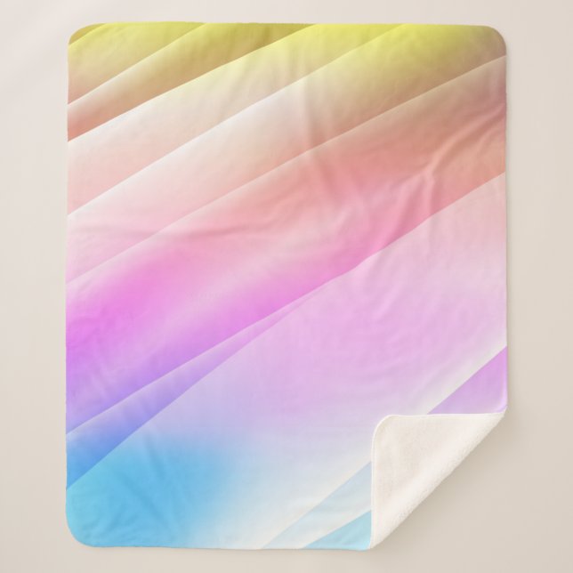 Manta Sherpa Multicolor claro, cubierta arcoiris con líneas lar (Anverso)