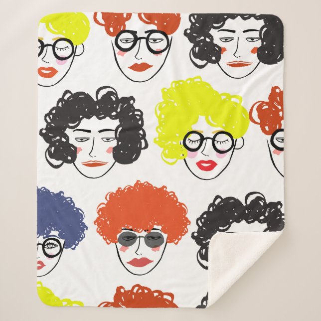 Manta Sherpa Multitud de gente divertida, fondo fluido (Anverso)