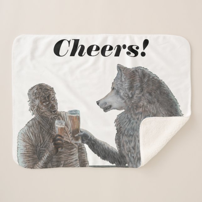 Manta Sherpa Mummy y Werewolf Bebe Fantasy Sherpa Blanket (Anverso (horizontal))