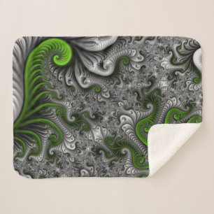 Manta Sherpa Mundo de fantasía verde y gris arte abstracto frac